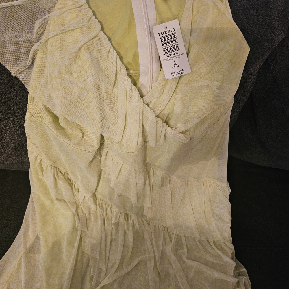 💚City Chic Asymmetrical Lime Dress Size S (16)💚 Plus Size - Picture 3 of 3